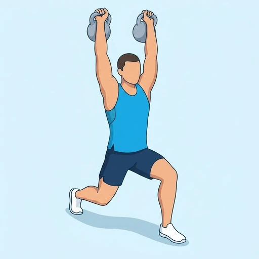 Double Kettlebell Dead Split Snatch – End position
