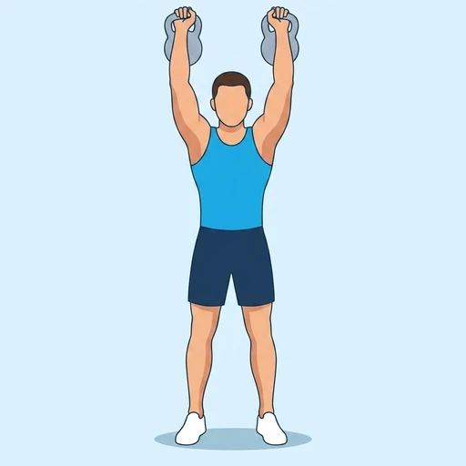 Double Kettlebell Overhead Press – End position