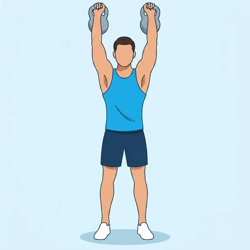 Push press med två kettlebells – Slutläge