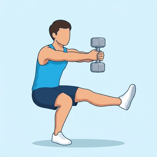 Pistol squat med hantel – Slutläge