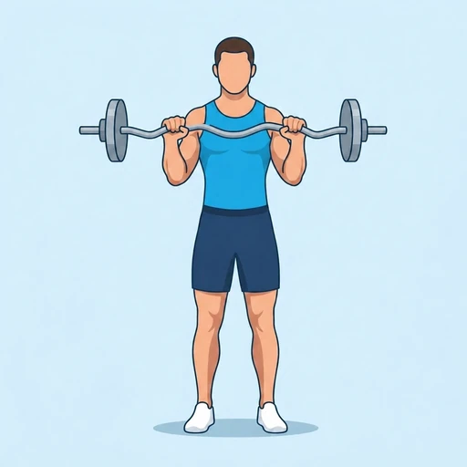 Omvänd curl med EZ-stång – Slutläge