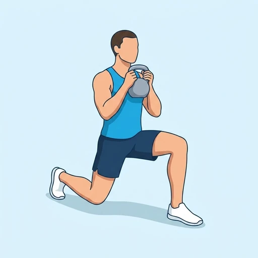 Goblet-utfall med kettlebell – Slutläge