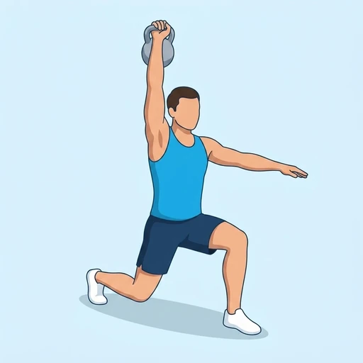 Utfall med press, kettlebell – Slutläge