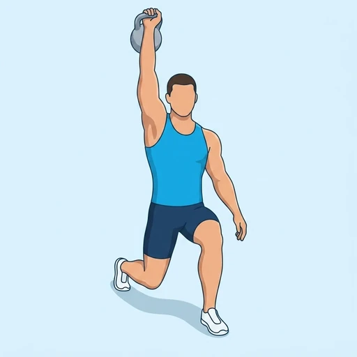 Bakåtutfall med press, kettlebell (ensidig) – Slutläge