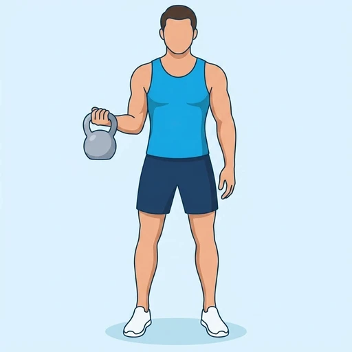 One Arm Kettlebell Bicep Curl – End position