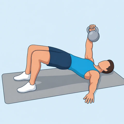 One Arm Kettlebell Floor Glute Bridge Press – End position