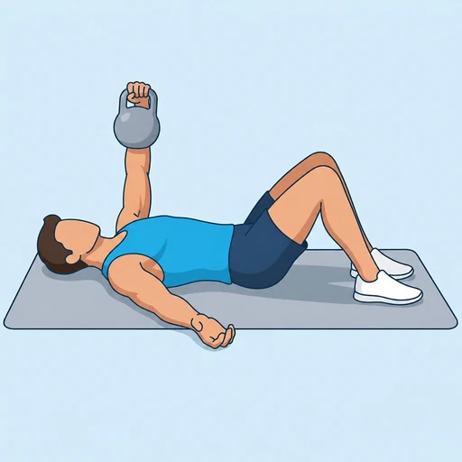 One Arm Kettlebell Floor Press – End position
