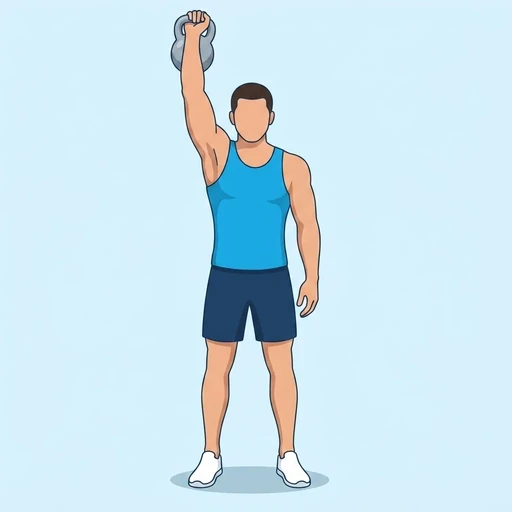 One Arm Kettlebell Push Press – End position