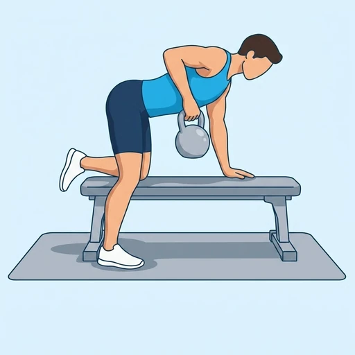 One Arm Kettlebell Row – End position