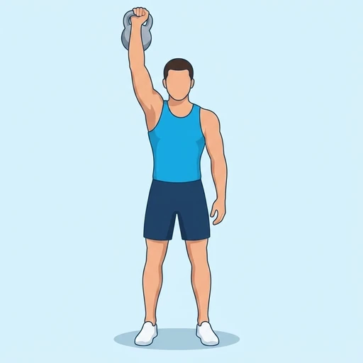 One Arm Kettlebell Shoulder Press – End position
