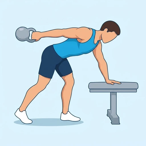 One-Arm Kettlebell Tricep Kickback – End position