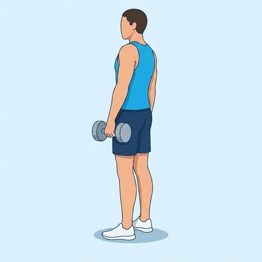 One-Arm Single-Leg Dumbbell Romanian Deadlift – End position