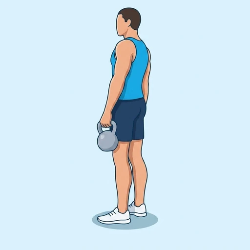 One-Arm Single-Leg Kettlebell Romanian Deadlift – End position