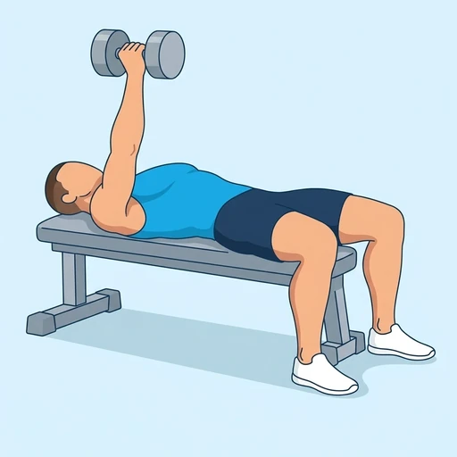 Single Arm Dumbbell Bench Press – End position